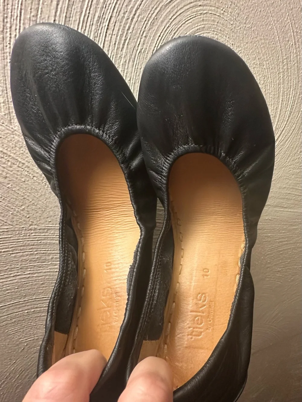 Tieks Leather Ballet Flats in Black and Brown with Turquoise Sole